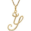 14 Karat Yellow Gold .03 Carat Diamond Letter Y 18 inch Necklace