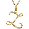 14 Karat Yellow Gold .03 Carat Diamond Letter Z 18 inch Necklace