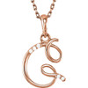 Genuine  14 Karat Rose Gold .03 Carat Diamond Letter G 18 inch Necklace