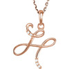 Genuine 14 Karat Rose Gold .03 Carat Diamond Letter H 18 inch Necklace
