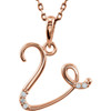 Buy 14 Karat Rose Gold .03 Carat Diamond Letter V 18 inch Necklace