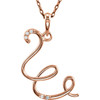 14 Karat Rose Gold .03 Carat Diamond Letter W 18 inch Necklace