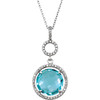 Sterling Silver Sky Blue Topaz and 0.25 Carat Diamond 18 inch Necklace
