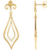 Shop 14 Karat Yellow Gold 0.10 Carat Diamond Fleur de lis Earrings