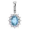 14 Karat White Gold Blue Topaz and 0.33 Carat Diamond Pendant