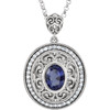 14 Karat White Gold Iolite and 0.12 Carat Diamond 18 inch Necklace