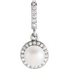 Shop 14 Karat White Gold Freshwater Pearl and 0.10 Carat Diamond Pendant