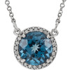 Buy Platinum 6mm Round London Blue Topaz and .04 Carat Diamond 16 inch Necklace