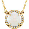 14 Karat Yellow Gold Opal and .05 Carat Diamond 16 inch Necklace