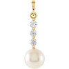 14 Karat Yellow Gold Freshwater Pearl and 0.25 Carat Diamond Pendant