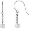 14 Karat White Gold Freshwater Cultured Pearl and 0.25 Carat Diamond Earrings