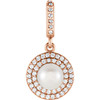 14 Karat Rose Gold Freshwater Pearl & 0.12 Carat Diamond Pendant