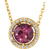 Shop 14 Karat Yellow Gold Pink Tourmaline and .05 Carat Diamond 16 inch Necklace