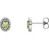 Buy 14 Karat White Gold Peridot and .08 Carat Diamond Earrings