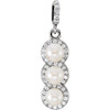 14 Karat White Gold Freshwater Pearl and 0.20 Carat Diamond Pendant