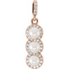 14 Karat Rose Gold Freshwater Pearl and 0.20 Carat Diamond Pendant