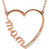 14 Karat Rose Gold 0.10 Carat Diamond Mom 17 inch Necklace