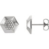 14 Karat White Gold 0.17 Carat Diamond Geometric Earrings with Backs
