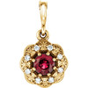 14 Karat Yellow Gold Ruby and .06 Carat Diamond Pendant