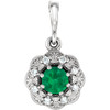 Platinum Emerald and .06 Carat Diamond Pendant