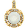 14 Karat Yellow Gold Opal and 0.10 Carat Diamond Pendant