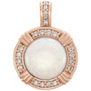 14 Karat Rose Gold Opal and 0.10 Carat Diamond Pendant