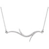 14 Karat White Gold 0.12 Carat Diamond Freeform Bar 18 inch Necklace