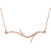 Holiday Special 14 Karat Rose Gold  0.125 Carat Genuine Diamond Freeform Bar 18ch Necklace