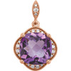 14 Karat Rose Gold Checkerboard Amethyst and Diamond Pendant