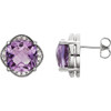 Shop Platinum Checkerboard Amethyst and 0.20 Carat Diamond Earrings