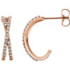 14 Karat Rose Gold 0.25 Carat Diamond Criss Cross J Hoop Earrings