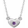 Amethyst Necklace in 14 Karat White Gold Amethyst Heart 16 inch Necklace