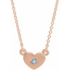 14 Karat Rose Gold Aquamarine Gem Heart 16 inch Necklace