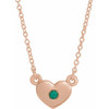 Emerald Necklace in 14 Karat Rose Gold Emerald Heart 16 inch Necklace
