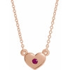 Ruby Necklace in 14 Karat Rose Gold Ruby Heart 16 inch Necklace