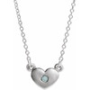 Genuine Zircon Necklace in 14 Karat White Gold Genuine Zircon Heart 16 inch Necklace