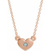 Genuine Zircon Necklace in 14 Karat Rose Gold Genuine Zircon Heart 16 inch Necklace