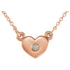 Graceful 14 Karat Rose Gold .03 Carat Round Genuine Diamond Heart 16 inch Necklace