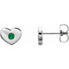 Platinum Lab Created Emerald Heart Earrings