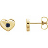 14 Karat Yellow Gold Lab Created Blue Sapphire Heart Earrings