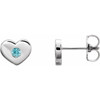 14 Karat White Gold Genuine Blue Zircon Heart Earrings