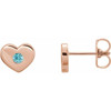 14 Karat Rose Gold Genuine Blue Zircon Heart Earrings