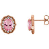 Shop 14 Karat Rose Gold Baby Pink Topaz and 0.33 Carat Diamond Earrings with Backs