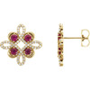 Buy 14 Karat Yellow Gold Ruby and 0.25 Carat Diamond Earrings