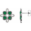 Platinum Emerald and 0.25 Carat Diamond Earrings