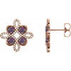 14 Karat Rose Gold Alexandrite and 0.25 Carat Diamond Earrings