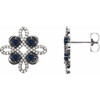 14 Karat White Gold Lab Created Blue Sapphire and 0.25 Carat Diamond Earrings