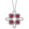 Pink Tourmaline Gem in 14 Karat White Gold Pink Tourmaline and 0.17 Carat Diamond Clover 18 inch Necklace