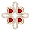 14 Karat Rose Gold Ruby and 0.17 Carat Diamond Clover Pendant
