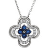 Buy Platinum Blue Sapphire and 0.10 Carat Diamond 18 inch Necklace